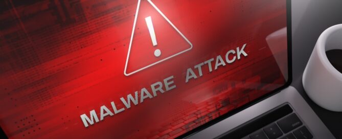 Malware,Attack,Warning,On,A,Laptop,Screen.,3d,Rendering