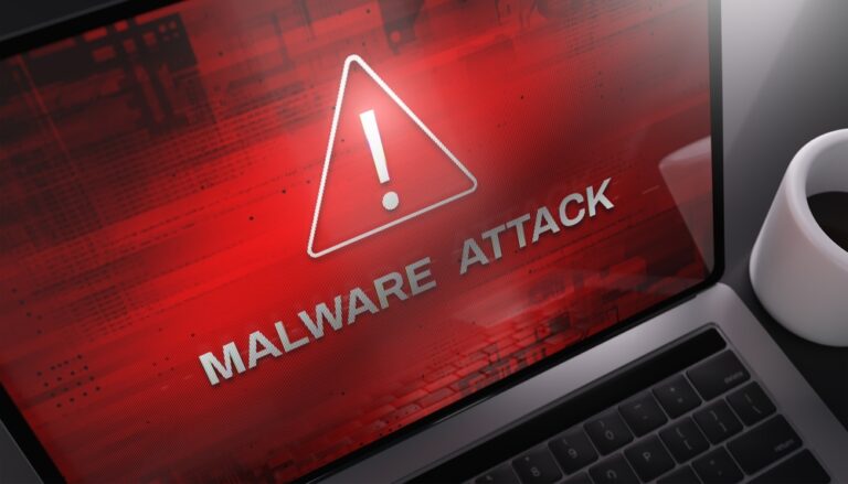 Malware,Attack,Warning,On,A,Laptop,Screen.,3d,Rendering