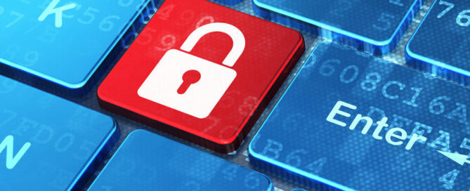 Protection concept: computer keyboard with Closed Padlock