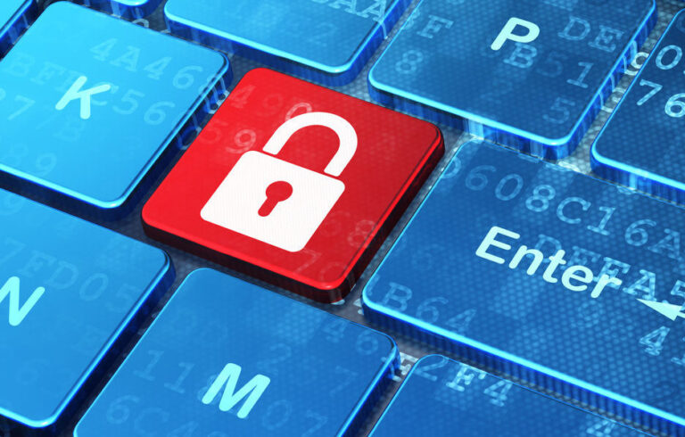 Protection concept: computer keyboard with Closed Padlock