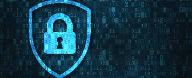 Cybersecurity and data privacy protection concept, lock, binary digits background