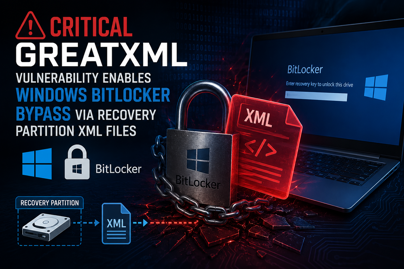 Critical GreatXML Vulnerability Enables Windows BitLocker Bypass via Recovery Partition XML Files