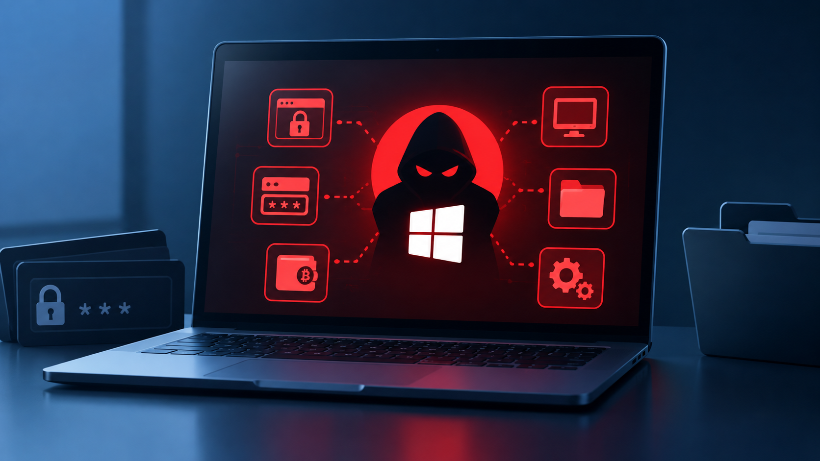 Cybersecurity Threat on Laptop