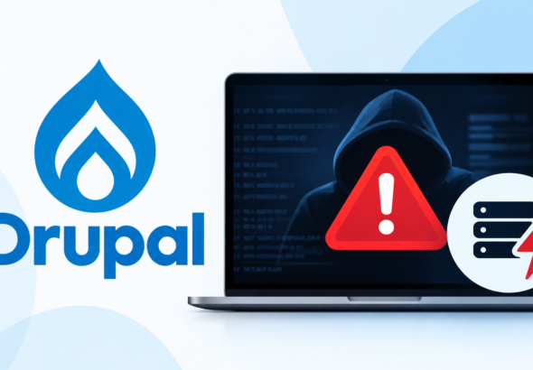 Drupal Cybersecurity Alert Laptop Graphic