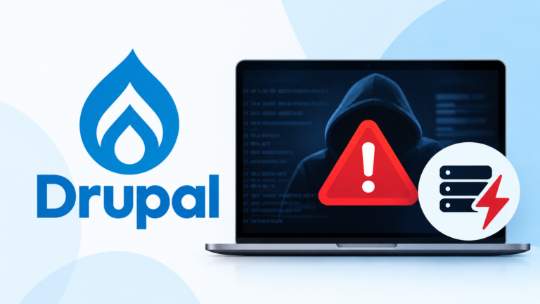 Drupal Cybersecurity Alert Laptop Graphic