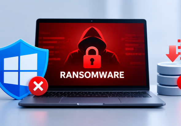 Ransomware Warning on Laptop