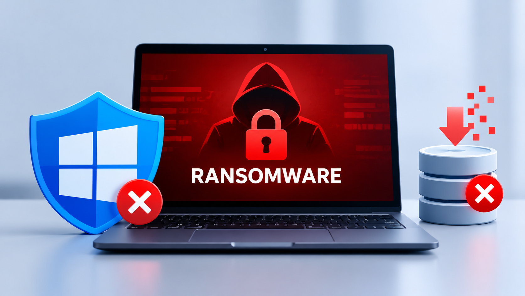Ransomware Warning on Laptop