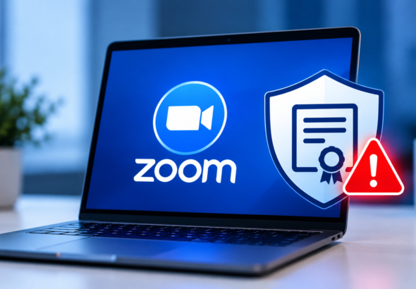 Zoom Security Alert on Laptop