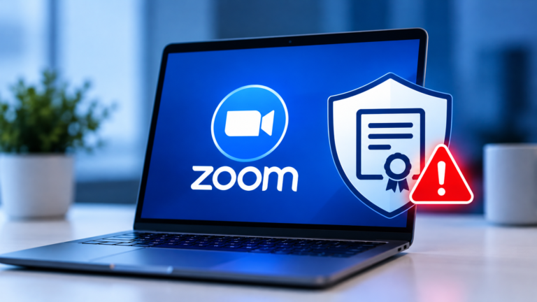 Zoom Security Alert on Laptop